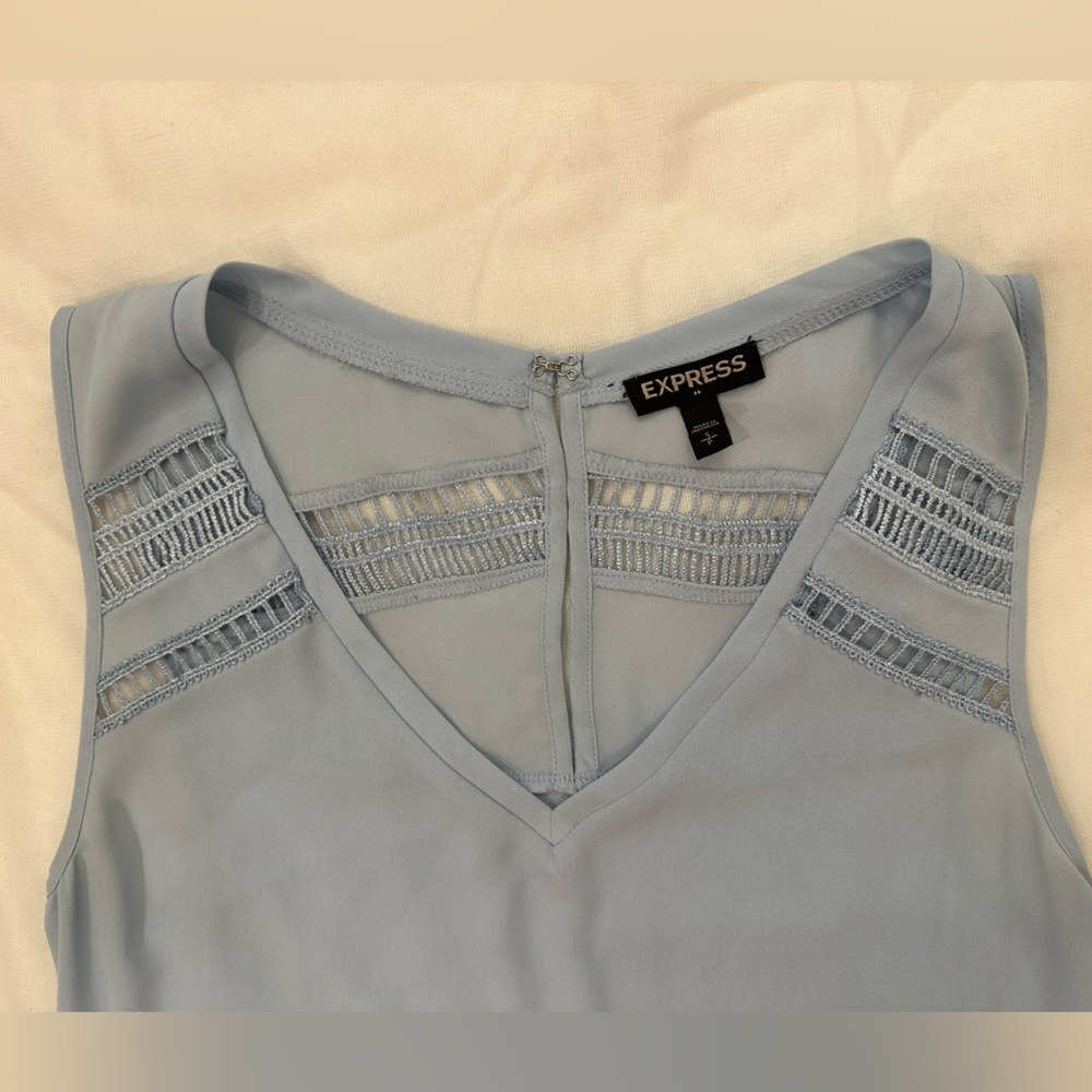 Baby blue tank with cutout design -SIZE SMALL